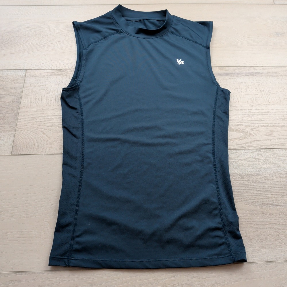 YoungLA Men 315 Sleeveless Compression Shirt Navy Blue Mock Neck Tank M YLA2866